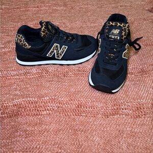 New Balance Black and Leopard Print Sneakers